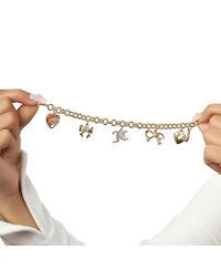 Juicy Couture Gold-Tone Charm Bracelet with Bow and Pave Details