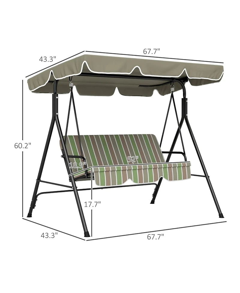 Slickblue 3-Seat Outdoor Patio Swing Chair with Cushions for Relaxation and Comfortable Seating