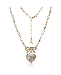Juicy Couture Gold-Tone Pearl Heart Pendant Necklace