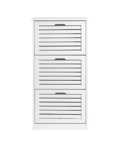 Slickblue 3-Bucket Louvered Shoe Cabinet for Stylish and Organized Footwear Storage
