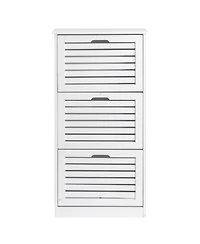 Slickblue 3-Bucket Louvered Shoe Cabinet for Stylish and Organized Footwear Storage