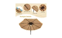 Slickblue Portable Beach Umbrella with Led Lights for Sun Protection and Nighttime Illumination