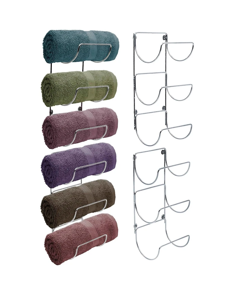 Sorbus Set of 4 Wall-Mount Towel Rack - Great for Organizing Rolled Bath Towels, Washcloths, Linens (Holds 12