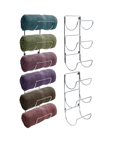 Sorbus Set of 4 Wall-Mount Towel Rack - Great for Organizing Rolled Bath Towels, Washcloths, Linens (Holds 12