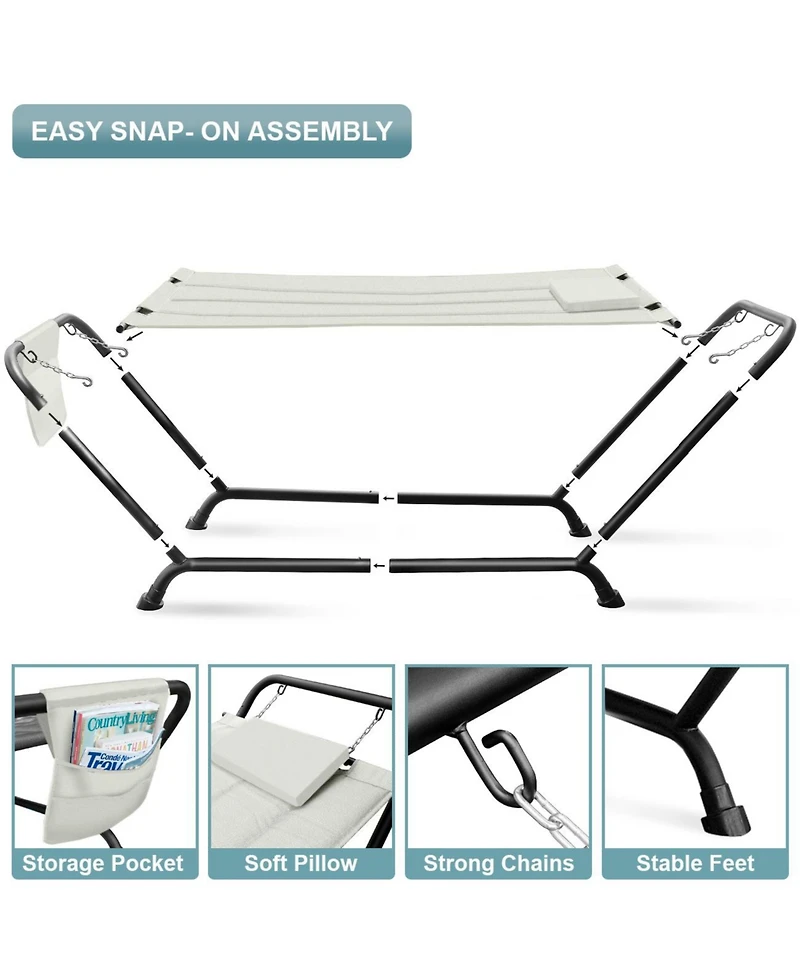 Sorbus Cozy Hammock Bed- Patio Hammock with Stand w/Pillow and Storage Pockets - For Patio, Garden, Backyard, Poolside