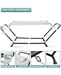 Sorbus Cozy Hammock Bed- Patio Hammock with Stand w/Pillow and Storage Pockets - For Patio, Garden, Backyard, Poolside