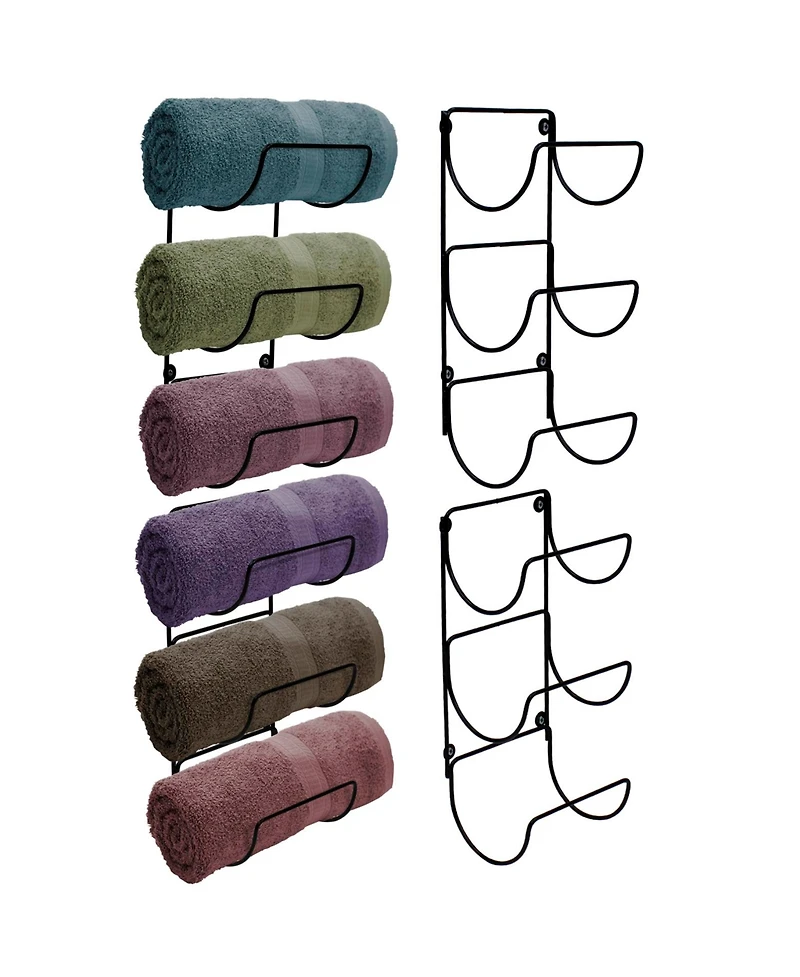 Sorbus Set of 4 Wall-Mount Towel Rack - Great for Organizing Rolled Bath Towels, Washcloths, Linens (Holds 12