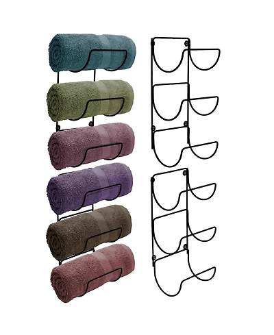 Sorbus Set of 4 Wall-Mount Towel Rack - Great for Organizing Rolled Bath Towels, Washcloths, Linens (Holds 12