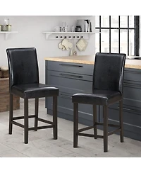 Gymax Set of 4 Bar Stools 25inch Counter Height Barstool Pub Chair w/Rubber Wood Legs