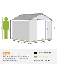Outsunny 9' x 6' Storage Shed Garden Tool House w/ Vents Doors
