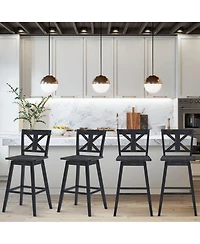 Gymax 4PCS Swivel Bar Stools 29'' Counter Height Chairs w/ Footrest