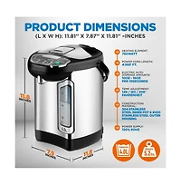 NutriChef 4L Digital Hot Water Dispenser, Instant Boiler & Auto Dispense, Stainless Steel