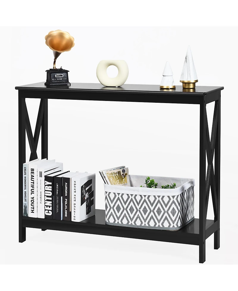 2-Tier Console Table x-Design Bookshelf Sofa Side Accent