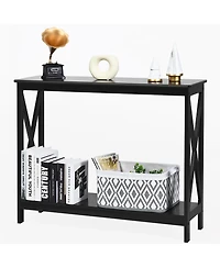 2-Tier Console Table x-Design Bookshelf Sofa Side Accent