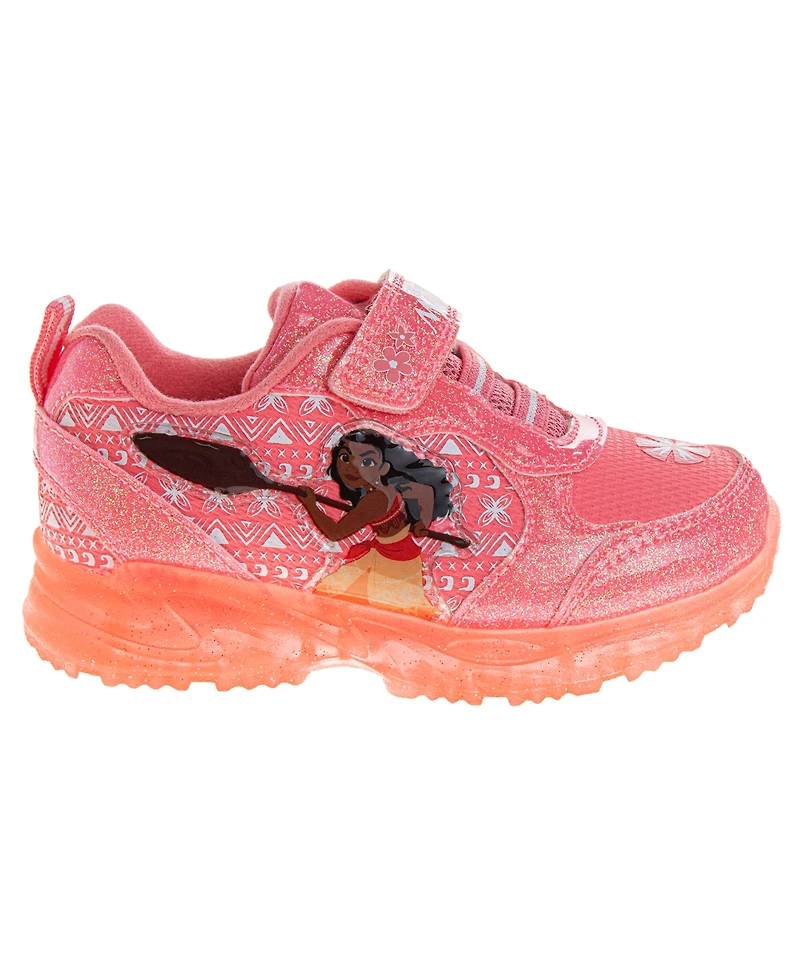Disney Toddler and Little Girls Moana Hook Loop Light Up Fashion Sneakers