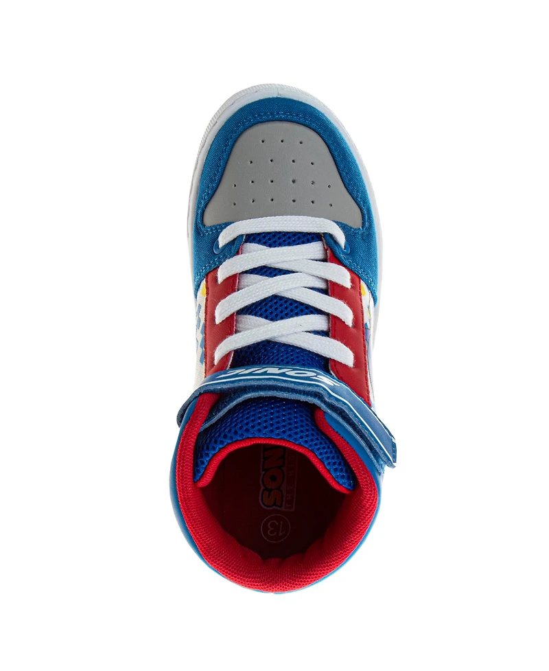 Sonic The Hedgehog Little and Big Boys Hook Loop High Top Canvas Sneakers