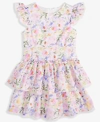 Rare Editions Toddler and Little Girls Floral Eyelet Drop Waist Dress
