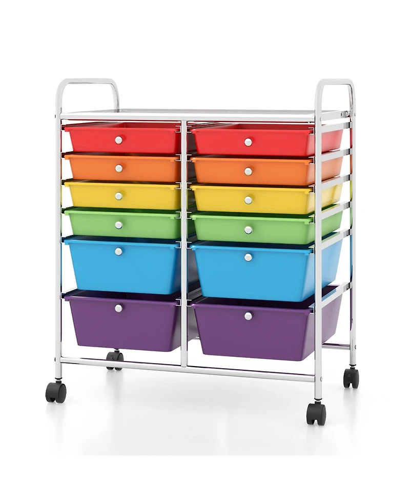 Gouun 12 Drawers Rolling Cart Storage Scrapbook Paper Organizer Bins-Deep