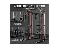 Mikolo Power Cage, 2000LB Squat Rack, Dual Pulley Cable Crossover System, Multi-function Free Weight Home Gym Workout Machine with Attachments