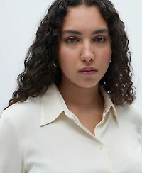 Mango Women's Satin Finish Flowy Shirt