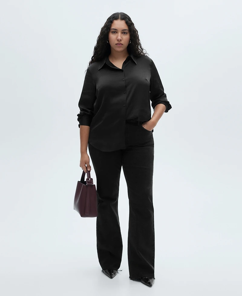 Mango Women's Satin Finish Flowy Shirt