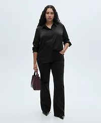 Mango Women's Satin Finish Flowy Shirt
