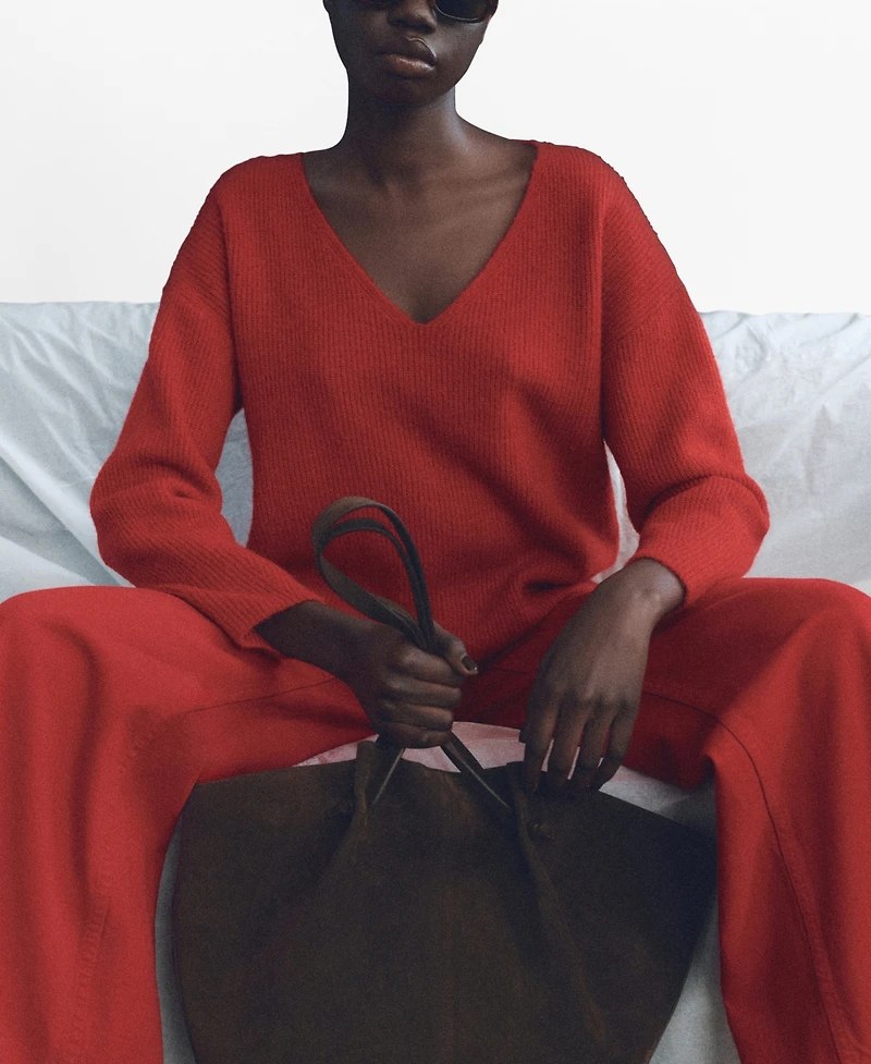 Mango Women's V-Neck Knit Sweater