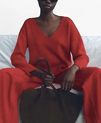 Mango Women's V-Neck Knit Sweater