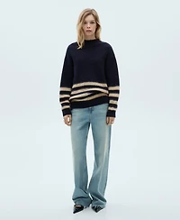 Mango Women's Perkins Neck Striped Sweater