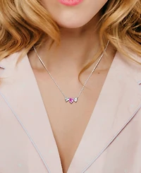 Lab-Created Pink Sapphire (1-1/2 ct. t.w.) & Lab-Created White Sapphire (1-1/10 ct. t.w.) Triple Heart 17" Pendant Necklace in Sterling Silver