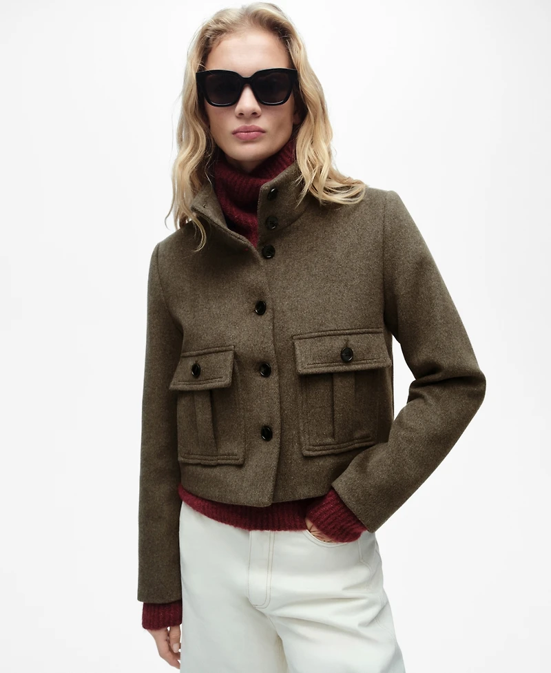 Mango Women's Pockets Detail Wool Blend Jacket