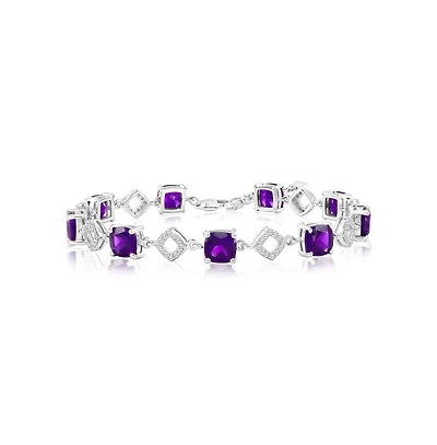 Simona Sterling Silver, Square Gemstone Bracelet