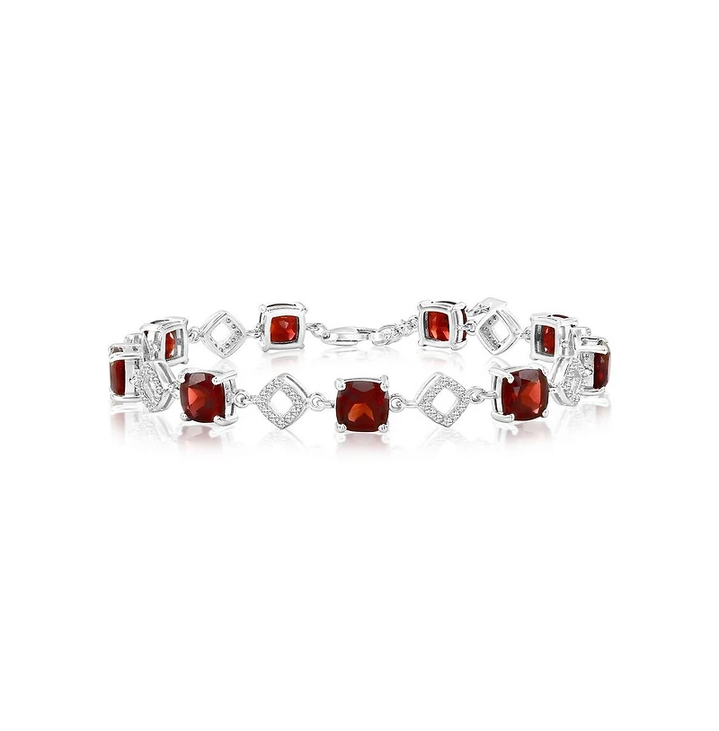 Simona Sterling Silver, Square Gemstone Bracelet