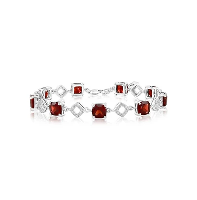 Simona Sterling Silver, Square Gemstone Bracelet
