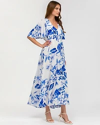 Pietro Brunelli Maternity Maternity Flared Sleeve Maxi V-Neck Valentina Dress