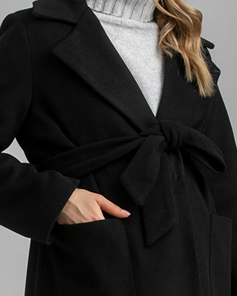 Pietro Brunelli Maternity Belted Wide Collar Wrap Flaminia Coat
