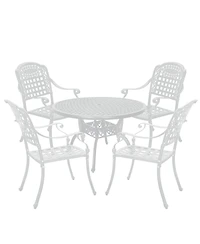 5pcs Patio Dining Set Cast Aluminium Outdoor Dining Set Patio Bistro Set 4 Outdoor Dining Chairs & 47 Inches Round Dining Table