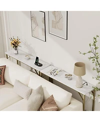 gaomon Farmhouse Console Tables with Power Outlet, 39.4" Entryway Table with Adjustable Feet, Behind Couch Table for Living Room, Entryway, Foyer
