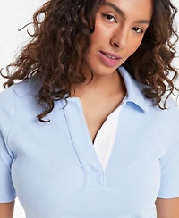 On 34th Women's Elbow-Sleeve Ribbed Polo Top, Exclusively at Macy's