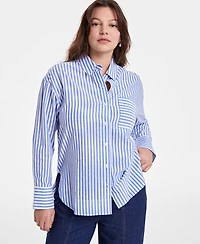 On 34th Women's Cotton Striped Button-Front Shirt