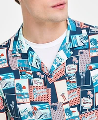 Original Penguin Men's Slim-Fit Tropical-Print Button-Down Camp Shirt