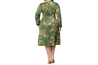 Kiyonna Plus Diana Long Sleeve Midi Dress