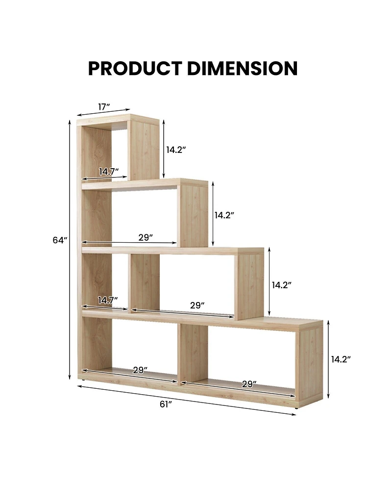 Gouun 6 Cubes Ladder Shelf Corner Bookshelf Storage Bookcase