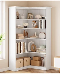 gaomon Corner Bookshelf 72.8in Farmhouse Bookcase Large Bookshelf