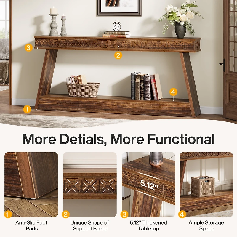 Tribesigns Farmhouse Entryway Table, 70.87-Inch Console Table with Storage, Wood Sofa Behind The Couch, Industrial Hallway Accent