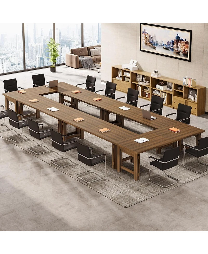 Tribesigns 78.74-Inch Conference Table, 6.56 ft Large Meeting Table with Sturdy Frame, Wood Boardroom Seminar Table for 6-8 People