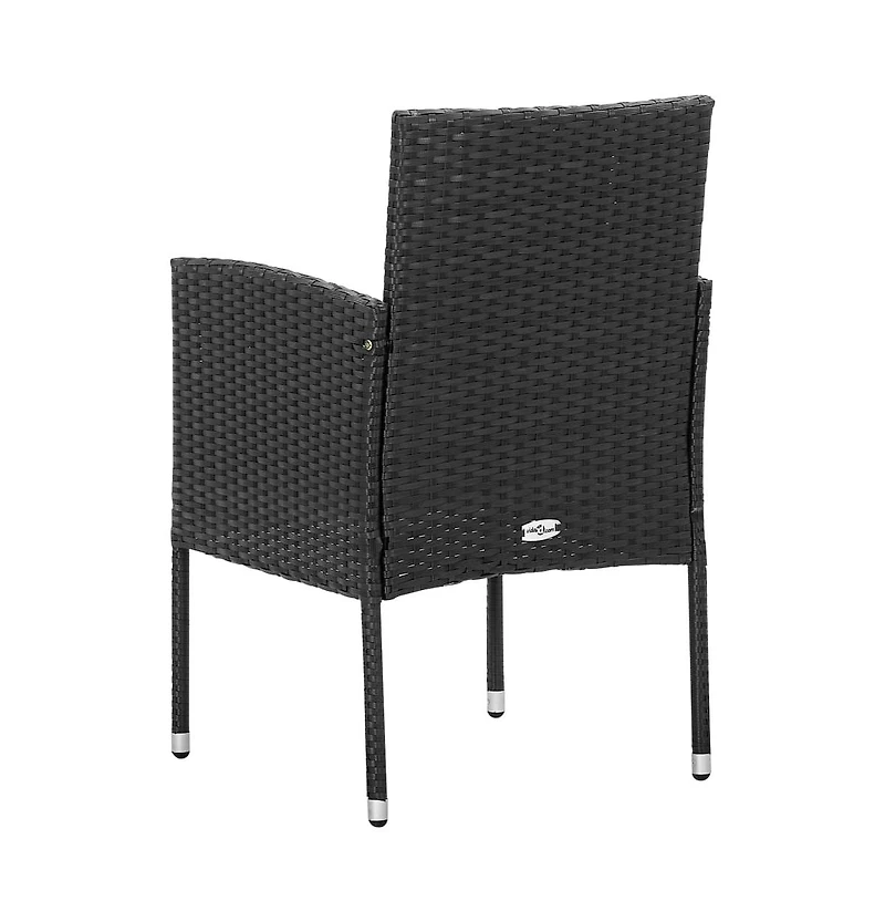 Patio Chairs with Black Cushions 4 pcs Black Poly Rattan