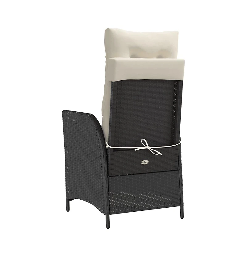 Reclining Patio Chair with Cushions Black Poly Rattan