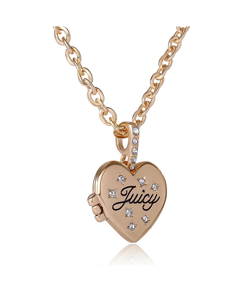 Juicy Couture Gold-Tone Crystal Heart Locket Pendant Necklace