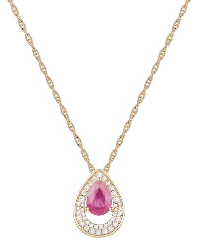 Macy's Sapphire (7/8 ct. t.w.) & Diamond (1/5 Pear Pendant 18" Necklace 14k White Gold (Available Ruby Emerald)